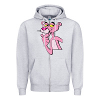 Heather Grey pink panther Zipper Hoodie - SnappyArt