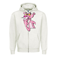 Oatmeal Heather pink panther Zipper Hoodie - SnappyArt