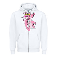 White pink panther Zipper Hoodie - SnappyArt