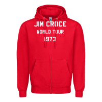 Red Jim Croce World Tour 1973 Zipper Hoodie - SnappyArt