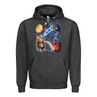 Fluffy Kitten Shoot Laser Rainbow Space Galaxy, Cat Gifts Zipper Hoodie | Teevron