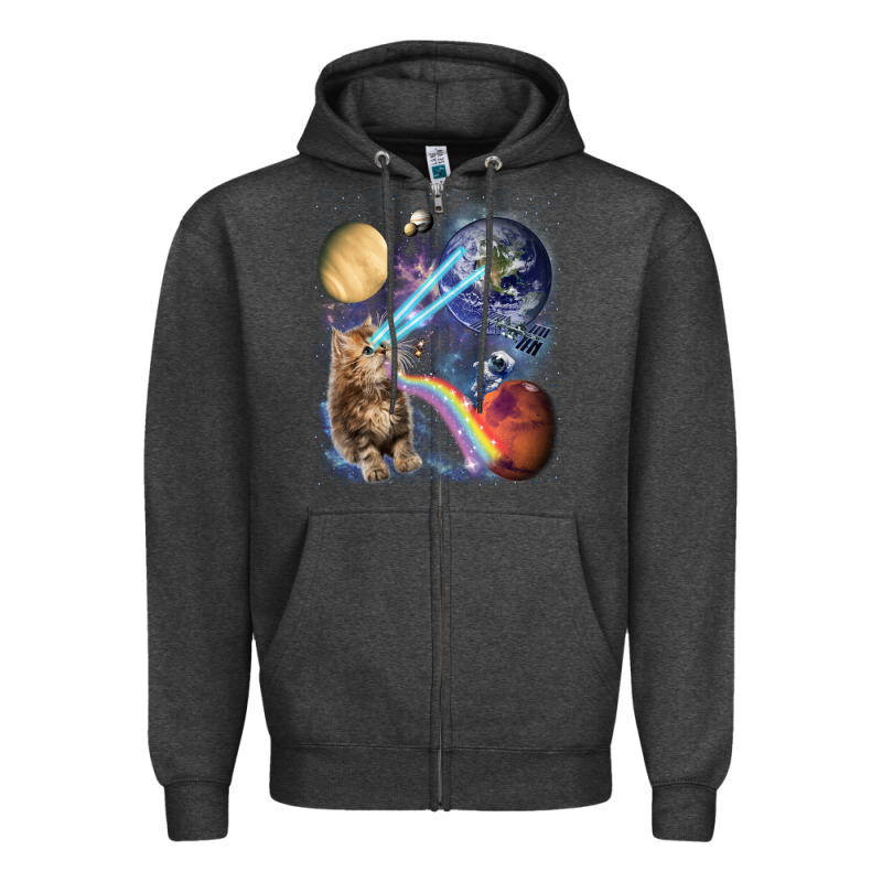 Fluffy Kitten Shoot Laser Rainbow Space Galaxy, Cat Gifts Zipper Hoodie by SnappyArt | Teevron