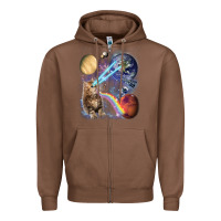Chestnut Fluffy Kitten Shoot Laser Rainbow Space Galaxy, Cat Gifts Zipper Hoodie - SnappyArt