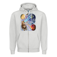 Dove Grey Fluffy Kitten Shoot Laser Rainbow Space Galaxy, Cat Gifts Zipper Hoodie - SnappyArt