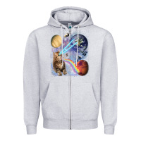 Heather Grey Fluffy Kitten Shoot Laser Rainbow Space Galaxy, Cat Gifts Zipper Hoodie - SnappyArt