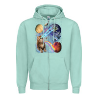 Seafoam Fluffy Kitten Shoot Laser Rainbow Space Galaxy, Cat Gifts Zipper Hoodie - SnappyArt