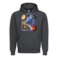 Smoke Fluffy Kitten Shoot Laser Rainbow Space Galaxy, Cat Gifts Zipper Hoodie - SnappyArt