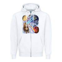 White Fluffy Kitten Shoot Laser Rainbow Space Galaxy, Cat Gifts Zipper Hoodie - SnappyArt