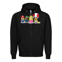 Black Super Minion Bros Zipper Hoodie - FloraArt