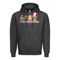 Charcoal Heather Super Minion Bros Zipper Hoodie - FloraArt