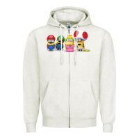 Oatmeal Heather Super Minion Bros Zipper Hoodie - FloraArt
