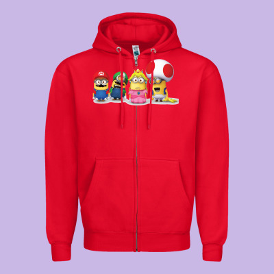 Super Minion Bros Zipper Hoodie Designed By Floraart