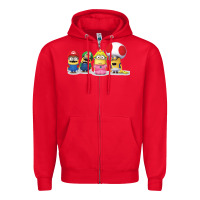 Red Super Minion Bros Zipper Hoodie - FloraArt