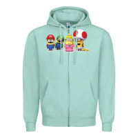 Seafoam Super Minion Bros Zipper Hoodie - FloraArt
