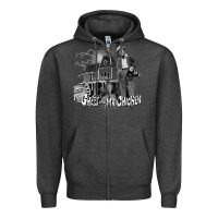 Charcoal Heather the ghost and mr chicken green Zipper Hoodie - FloraArt