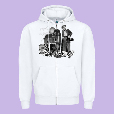 The Ghost And Mr Chicken Green Zipper Hoodie Designed By Floraart