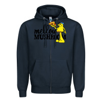 Navy mellow mushroom restaurant Zipper Hoodie - FloraArt