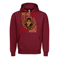 Burgundy make art not war symbol Zipper Hoodie - FloraArt