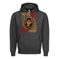 Charcoal Heather make art not war symbol Zipper Hoodie - FloraArt