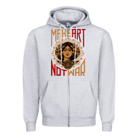 Heather Grey make art not war symbol Zipper Hoodie - FloraArt
