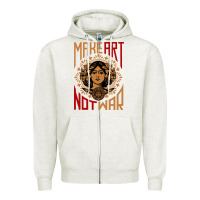 Oatmeal Heather make art not war symbol Zipper Hoodie - FloraArt