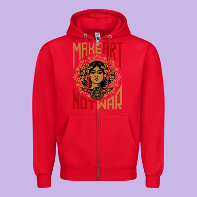 Make Art Not War Symbol Zipper Hoodie Designed By Floraart