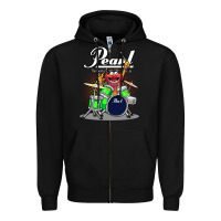 Black ANIMAL DRUMMER PEARL DRUMS Zipper Hoodie - FloraArt