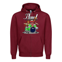Burgundy ANIMAL DRUMMER PEARL DRUMS Zipper Hoodie - FloraArt