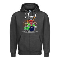 Charcoal Heather ANIMAL DRUMMER PEARL DRUMS Zipper Hoodie - FloraArt