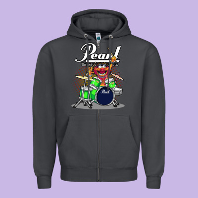 Animal Drummer Pearl Drums Zipper Hoodie Designed By Floraart