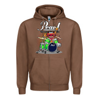 Chestnut ANIMAL DRUMMER PEARL DRUMS Zipper Hoodie - FloraArt