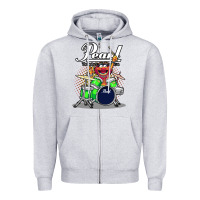 Heather Grey ANIMAL DRUMMER PEARL DRUMS Zipper Hoodie - FloraArt
