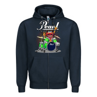Navy ANIMAL DRUMMER PEARL DRUMS Zipper Hoodie - FloraArt