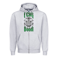 Heather Grey Fear Doom Zipper Hoodie - FloraArt