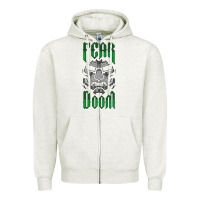 Oatmeal Heather Fear Doom Zipper Hoodie - FloraArt