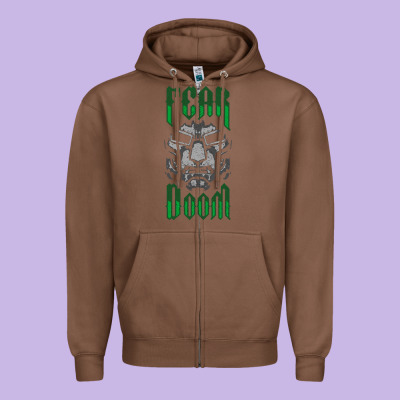 Fear Doom Zipper Hoodie Designed By Floraart