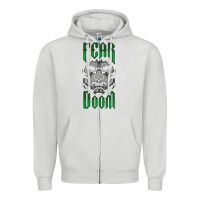 Dove Grey Fear Doom Zipper Hoodie - FloraArt