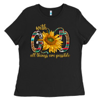 Black with god all things are possible with sunflower bbs Ladies Tee - BundleAndBundleShop