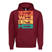 Burgundy retro vintage swimming gift for swimmers t shirt Zipper Hoodie - FloraArt