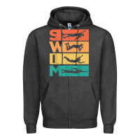 Charcoal Heather retro vintage swimming gift for swimmers t shirt Zipper Hoodie - FloraArt