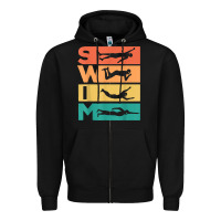 Black retro vintage swimming gift for swimmers t shirt Zipper Hoodie - FloraArt