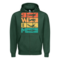 Sports Green retro vintage swimming gift for swimmers t shirt Zipper Hoodie - FloraArt