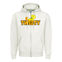 Oatmeal Heather tweety Zipper Hoodie - FloraArt