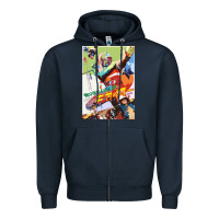Navy KIKAIDA POSTER Zipper Hoodie - FloraArt