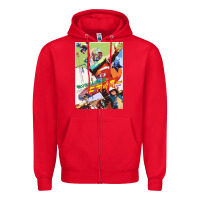 Red KIKAIDA POSTER Zipper Hoodie - FloraArt