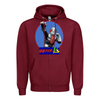 Burgundy KAMEN RIDER V3 PUNCH Zipper Hoodie - FloraArt
