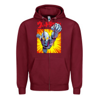 Burgundy ultraman exclusive yellow Zipper Hoodie - FloraArt