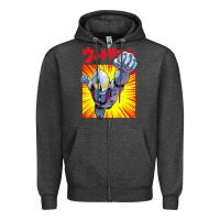 Charcoal Heather ultraman exclusive yellow Zipper Hoodie - FloraArt