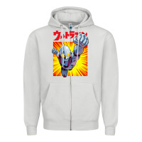 Dove Grey ultraman exclusive yellow Zipper Hoodie - FloraArt