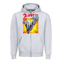 Heather Grey ultraman exclusive yellow Zipper Hoodie - FloraArt
